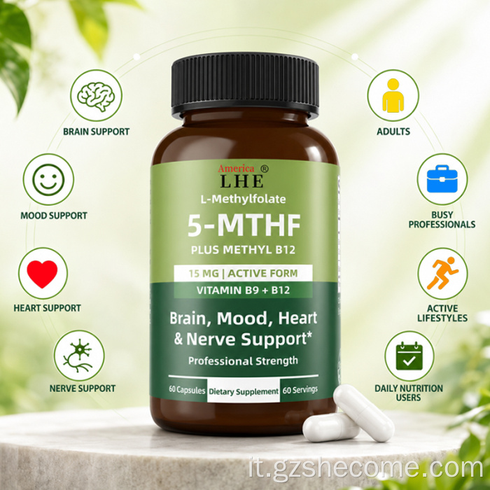 Shecome L-Metilfolato B12 Capsule Supporto per cervello e cuore